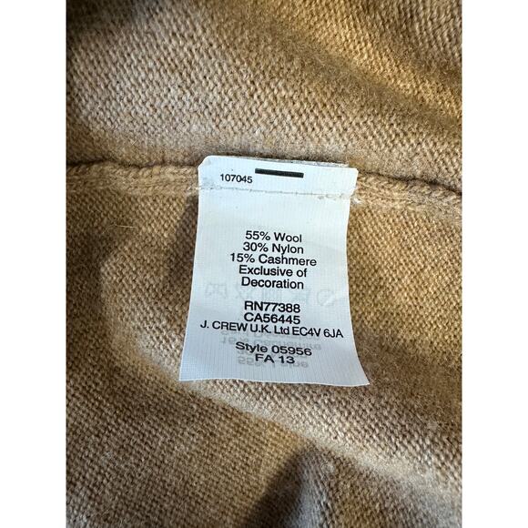 J.Crew Wool Cashmere Camel Sweater Tan Embroidered Animal Pullover Sz S - Picture 9 of 9
